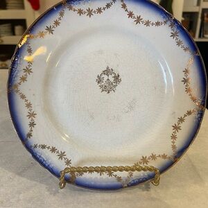 Elegant Flo Blue and Gold Decorative Plate